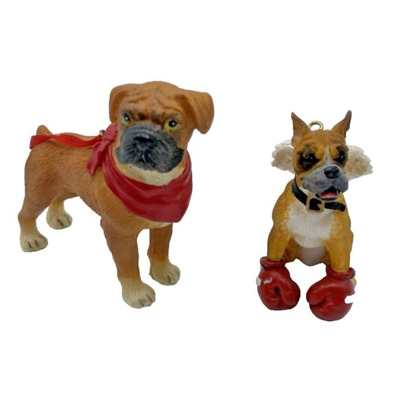Boxer Dog Christmas Ornament Angel Wings Boxing Gloves Holiday Figurine Decor - Picture 1 of 10
